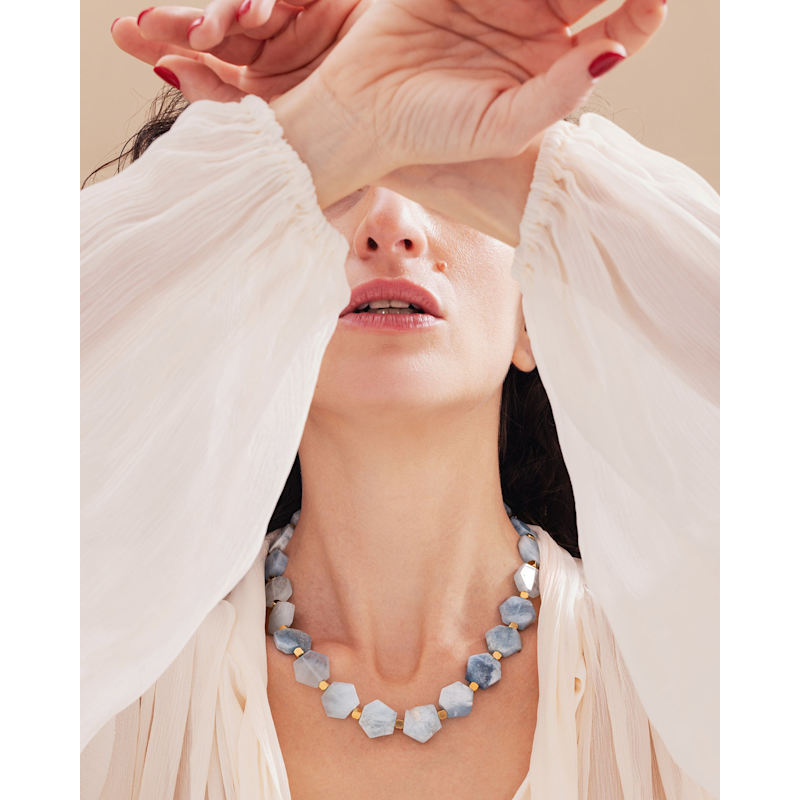 Thumbnail of Ocean Bliss Necklace With Hexagonal Aquamarine image