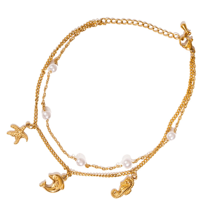 Thumbnail of Ocean Dreams Gold Double Chain Anklet - Gold image