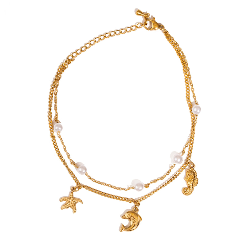 Thumbnail of Ocean Dreams Gold Double Chain Anklet - Gold image