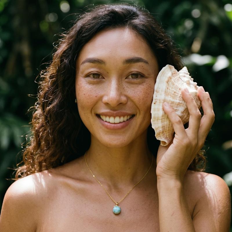 Thumbnail of Ocean Love Larimar Vermeil Necklace image