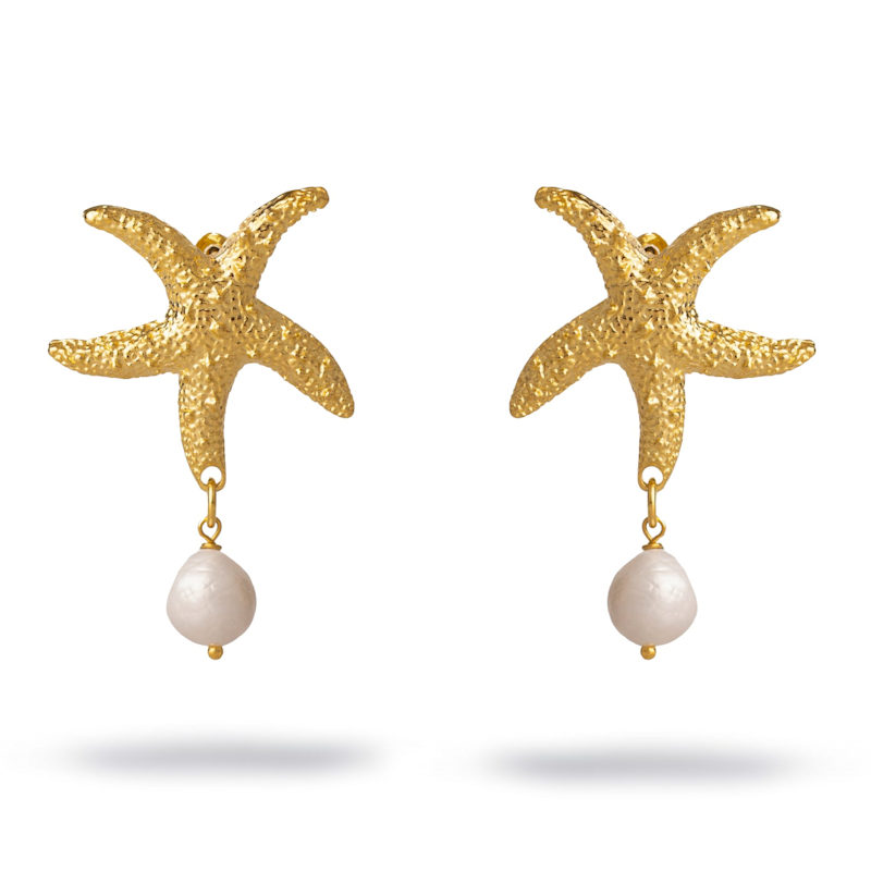 Thumbnail of Ocean Spirit Starfish Pearl Gold Earrings - Gold image
