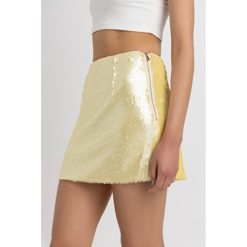 Thumbnail of Oceane Lemon Yellow Disc Mini Skirt image