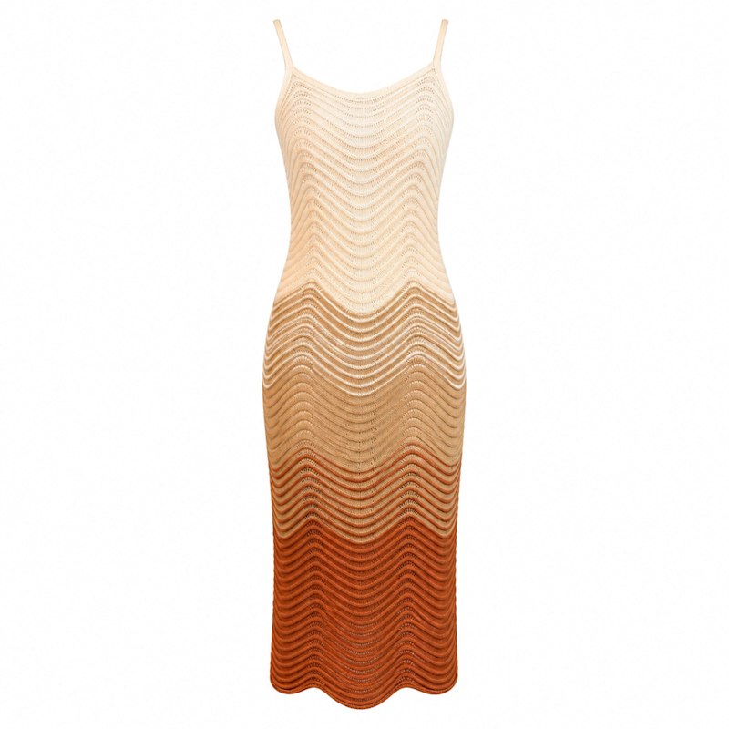 Thumbnail of Oceanik Knitted Dress- Beige & Camel image