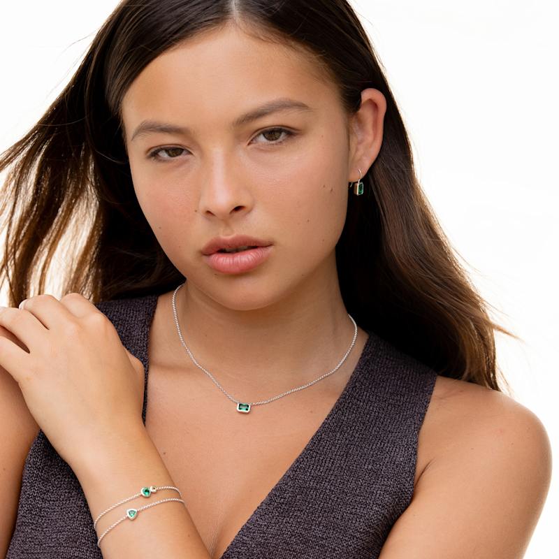 Thumbnail of Octagon Green Garnet Tutti Frutti Necklace In Sterling Silver image