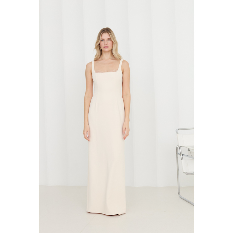 Thumbnail of Octavia Pastel Evening Maxi Dress With Lace-Trimmed Neckline image