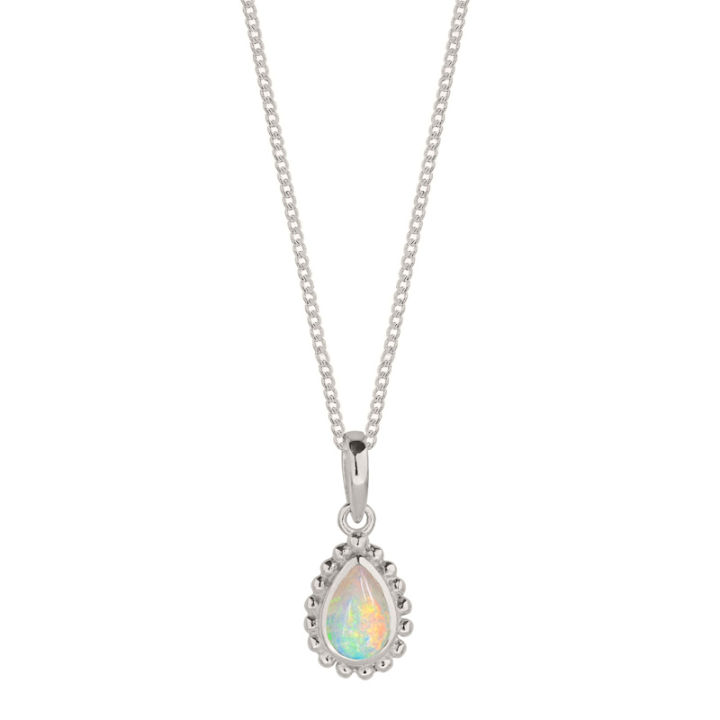 Thumbnail of October Birthstone Sterling Silver Necklace - Opal image