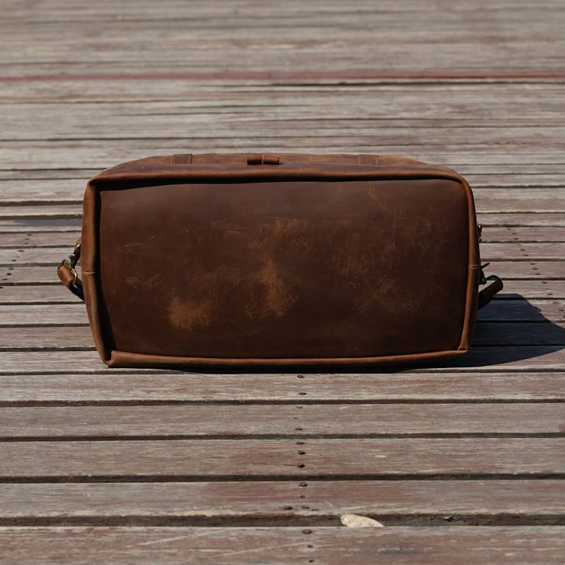 Thumbnail of Leather Weekend Bag With Suit Compartment - Brown image