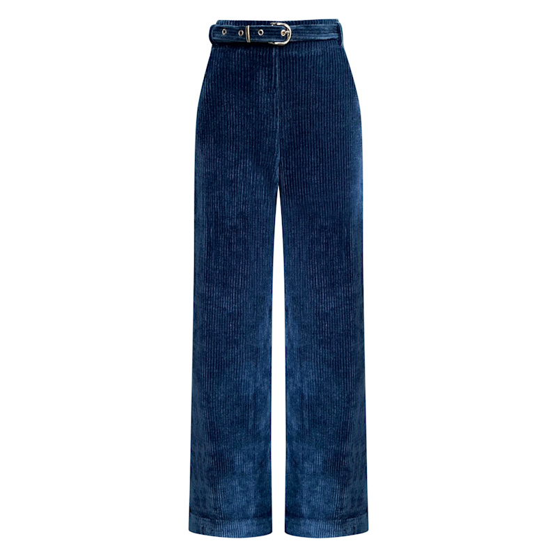 Thumbnail of Odessa Stretch Corduroy High Waisted Pants In Denim Blue image