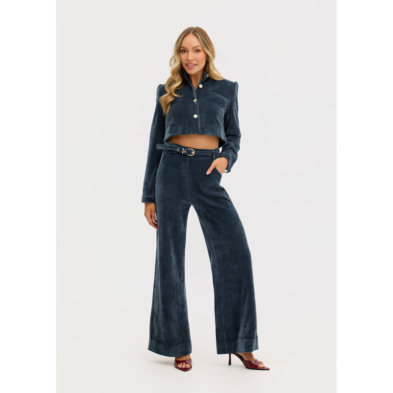 Thumbnail of Odessa Stretch Corduroy High Waisted Pants In Denim Blue image