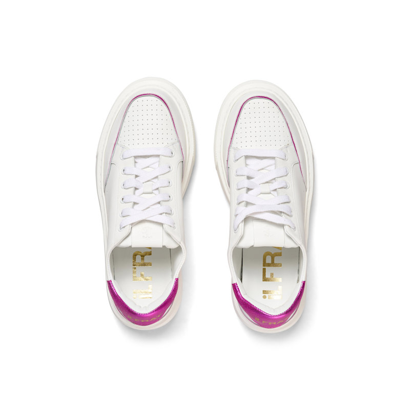 Thumbnail of Off Duty White Italian Leather Sneaker With Pink Metallic Leather Finishing image