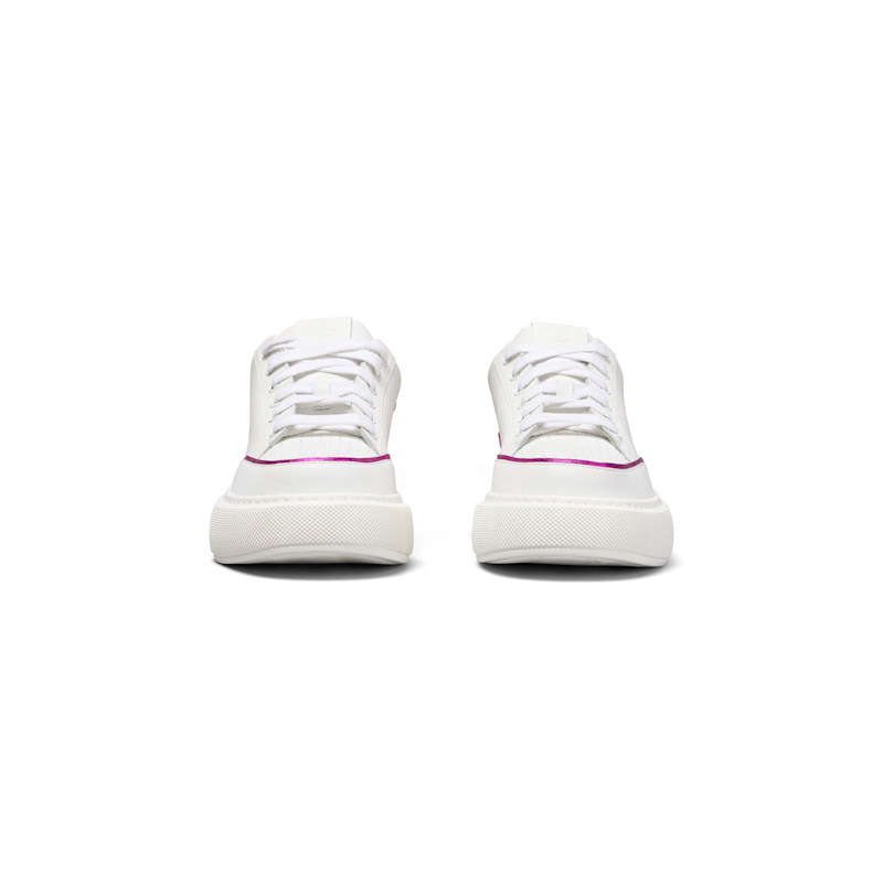 Thumbnail of Off Duty White Italian Leather Sneaker With Pink Metallic Leather Finishing image