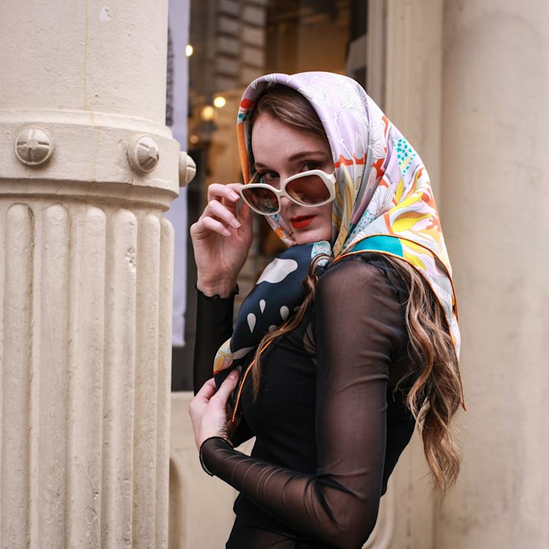 Double Sided Silk Scarf Of World Travel | Jessie Zhao New York