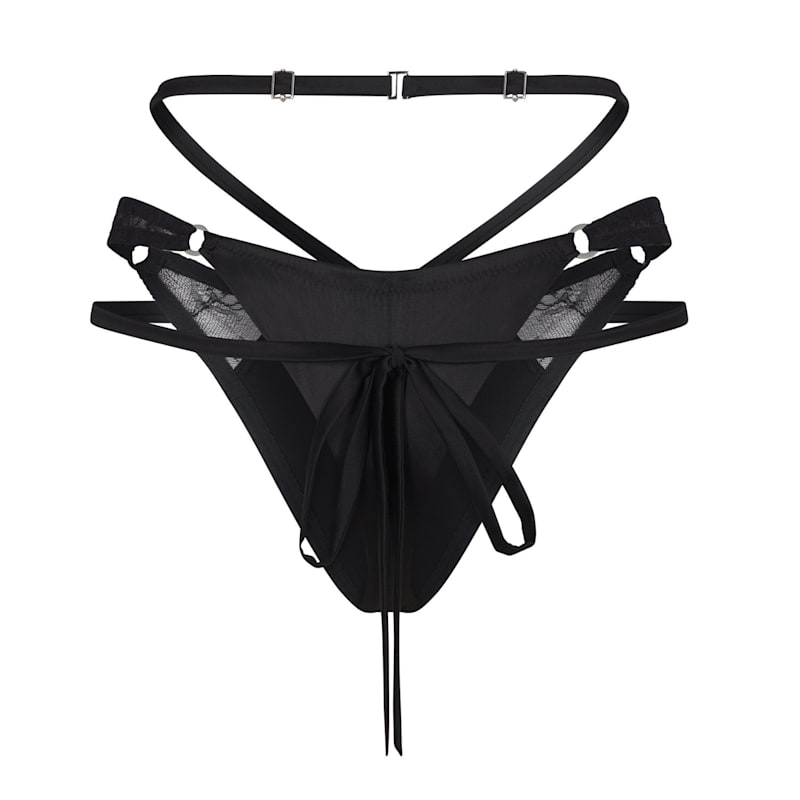 Thumbnail of Ohm High-Leg Black Silk Thong image