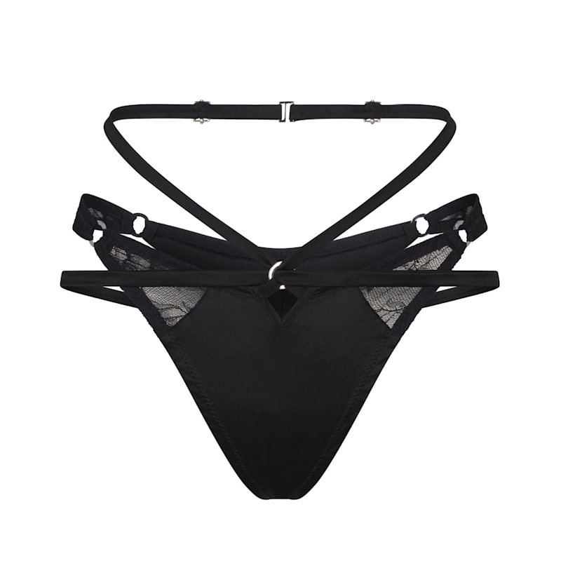 Thumbnail of Ohm High-Leg Black Silk Thong image
