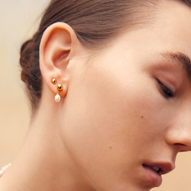 Thumbnail of Alouet Pearl Studs - Gold image