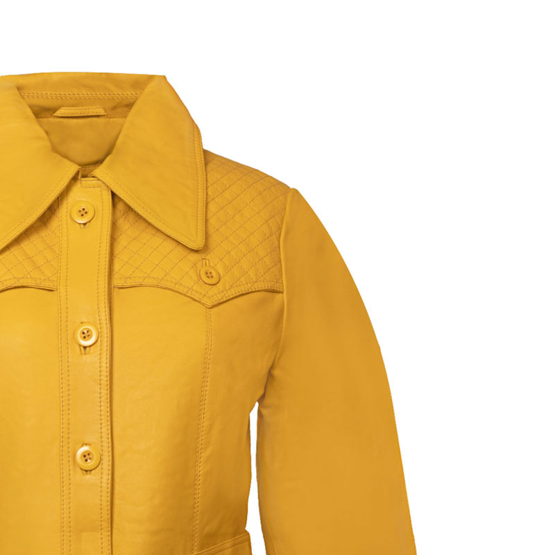 Thumbnail of Old Fashioned Yellow Leather Trench Jacket image