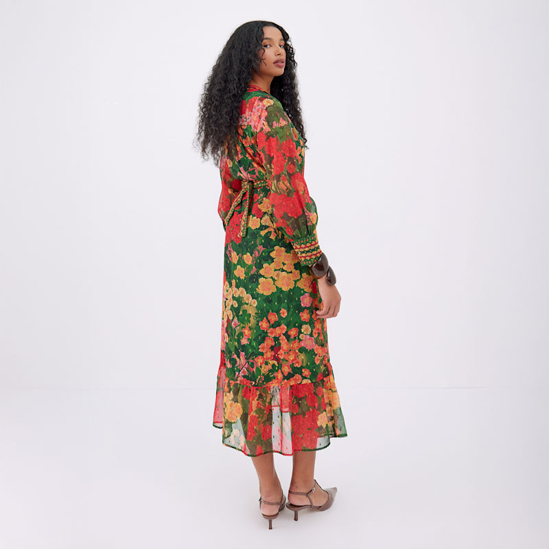 slim fit dress slacks Yolanda Long Sleeve Maxi Dress - Sage Green Floral main image 0