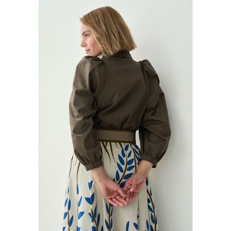 Thumbnail of Olive Green Puff-Sleeve Blouse image