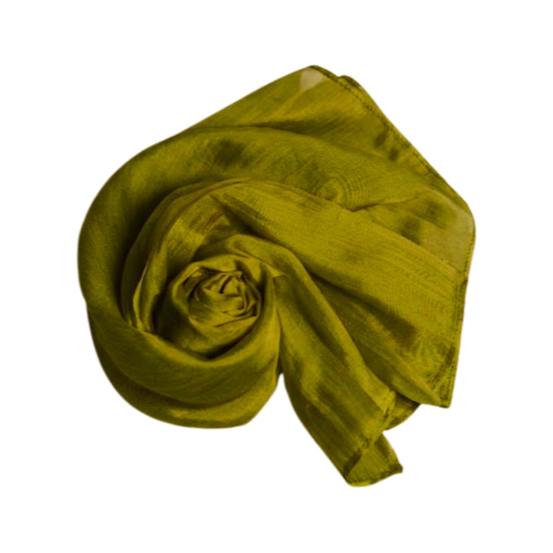 Thumbnail of Olive Green Silk Scarf – Handmade Mulberry Silk Shawl image