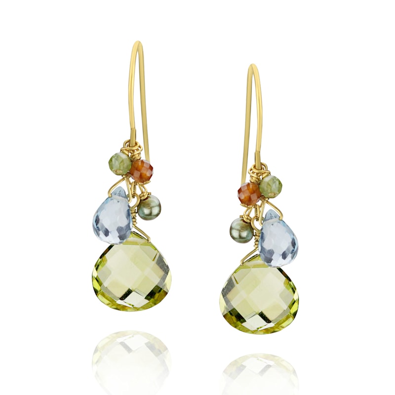 Thumbnail of Olive Quartz Cluster Drop Earrings image