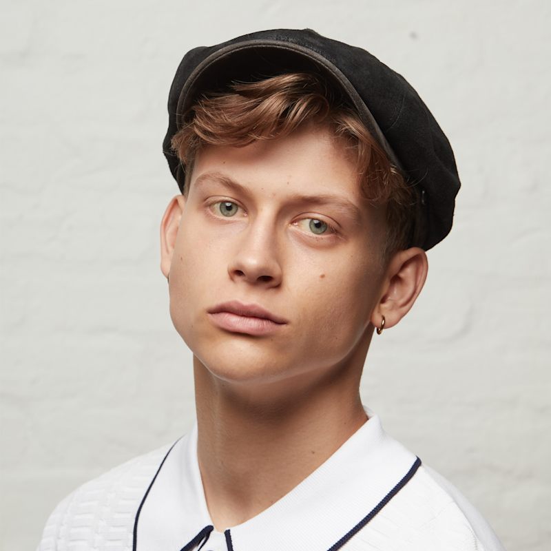 Thumbnail of Oliver Black Leather Bakerboy Newsboy Peaky Cap For Men image