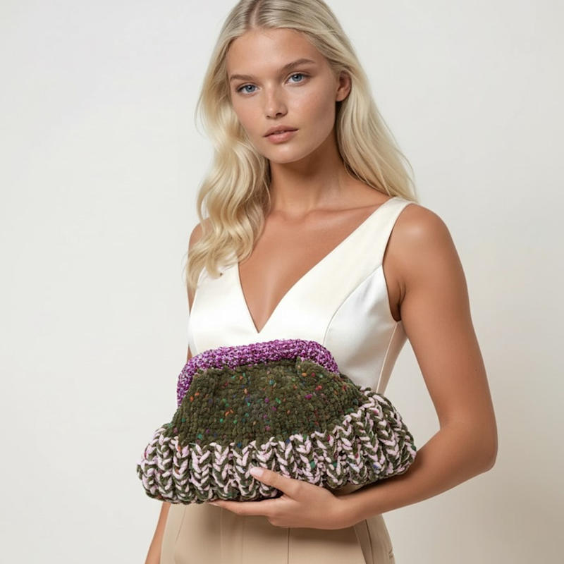Thumbnail of Olivia- Olive Green Crochet Clutch image