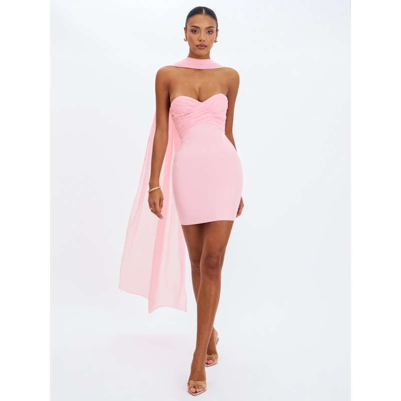 pink crossover dress Olivia Rose Pink Strapless Crossover Mini Dress by Miss Circle New York