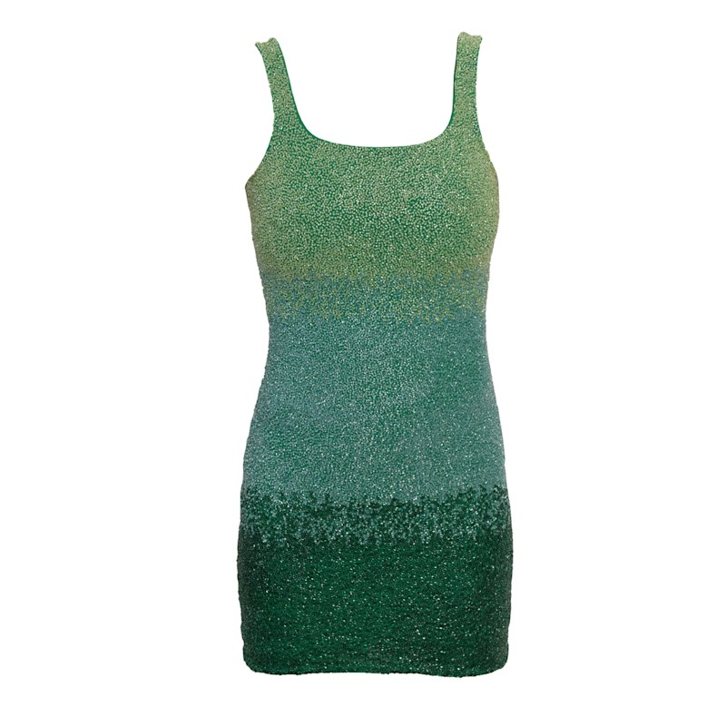 Thumbnail of Ombre Hand-Beaded Embellished Mini Dress- Green image
