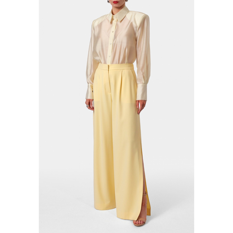 Thumbnail of Omena Butter Yellow Long Wide Trouser With Slits image