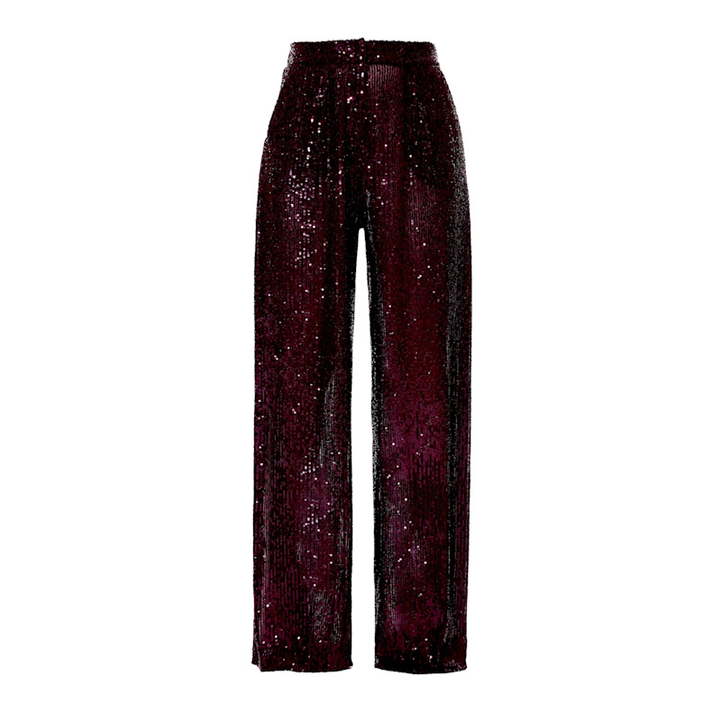 Thumbnail of Omena Purple Sparkle Wide Sequin Pants With Slits image