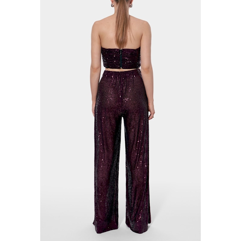 Thumbnail of Omena Purple Sparkle Wide Sequin Pants With Slits image