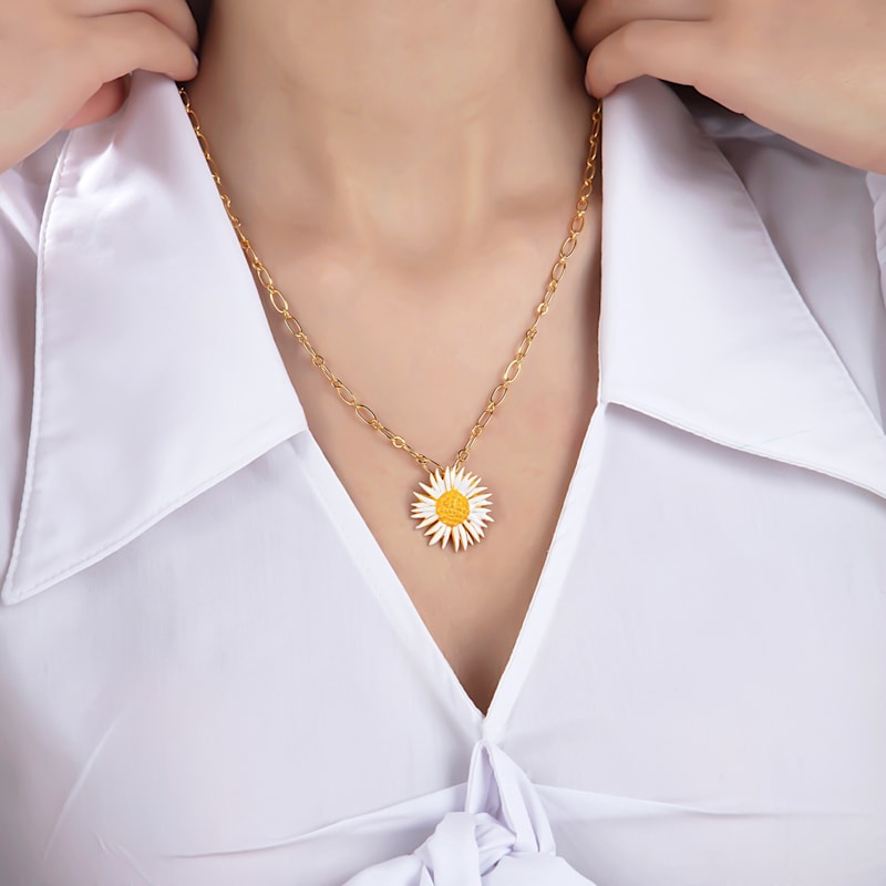 Thumbnail of White Sunflower Necklace image