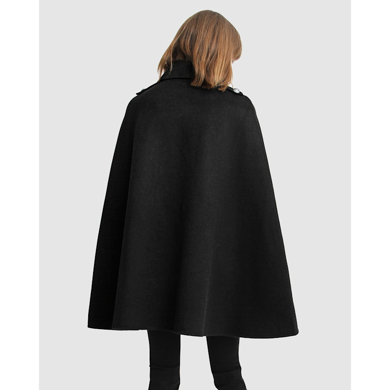 On My Mind Wool Blend Cape - Black | Belle & Bloom | Wolf & Badger