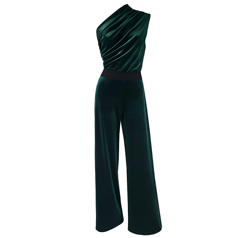 Thumbnail of Off The Wall Green Velvet Jumpsuit image