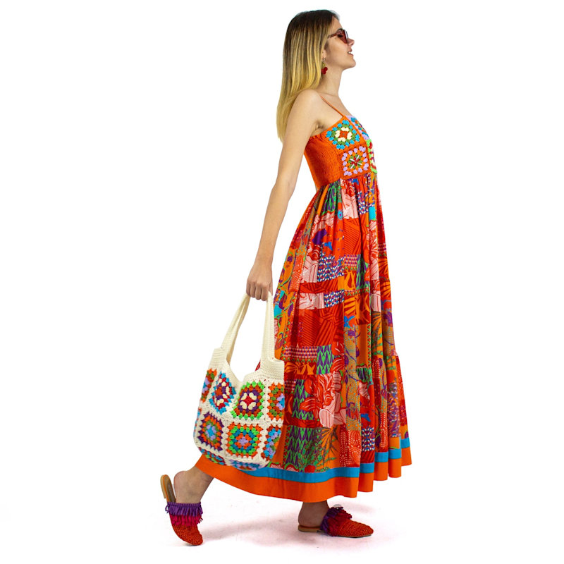 Women's Handmade Crochet Top Viscose Maxi Dress | Large | Lalipop Design