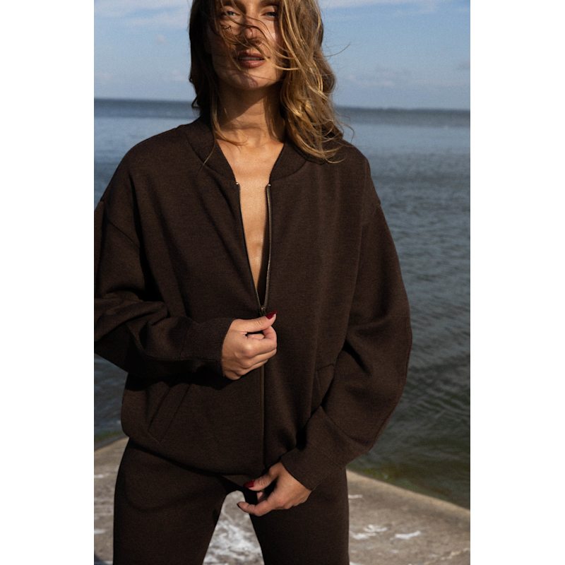 Thumbnail of Onda 100% Merino Bomber Jacket Chocolate image
