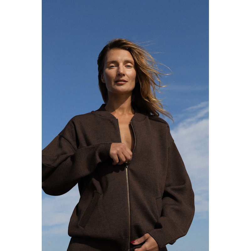 Thumbnail of Onda 100% Merino Bomber Jacket Chocolate image