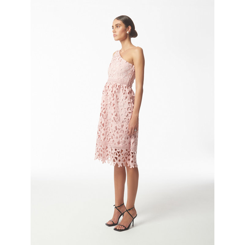 Thumbnail of One Shoulder Lace Dress In Misty Rose Pink image