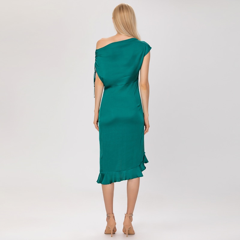 green emerald velvet dress Lady Black Tie - A1502 - One Shoulder Sequin Evening Gown - Andrea & Leo main image 0