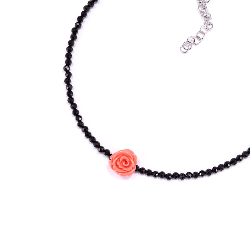 Onyx Choker With Mini Pink Rose | MINERALGEMS STUDIO | Wolf & Badger
