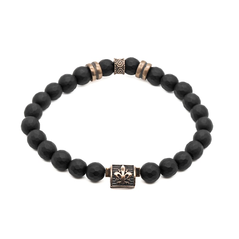 Thumbnail of Onyx Fleur De Lis Beaded Bracelet - Black image