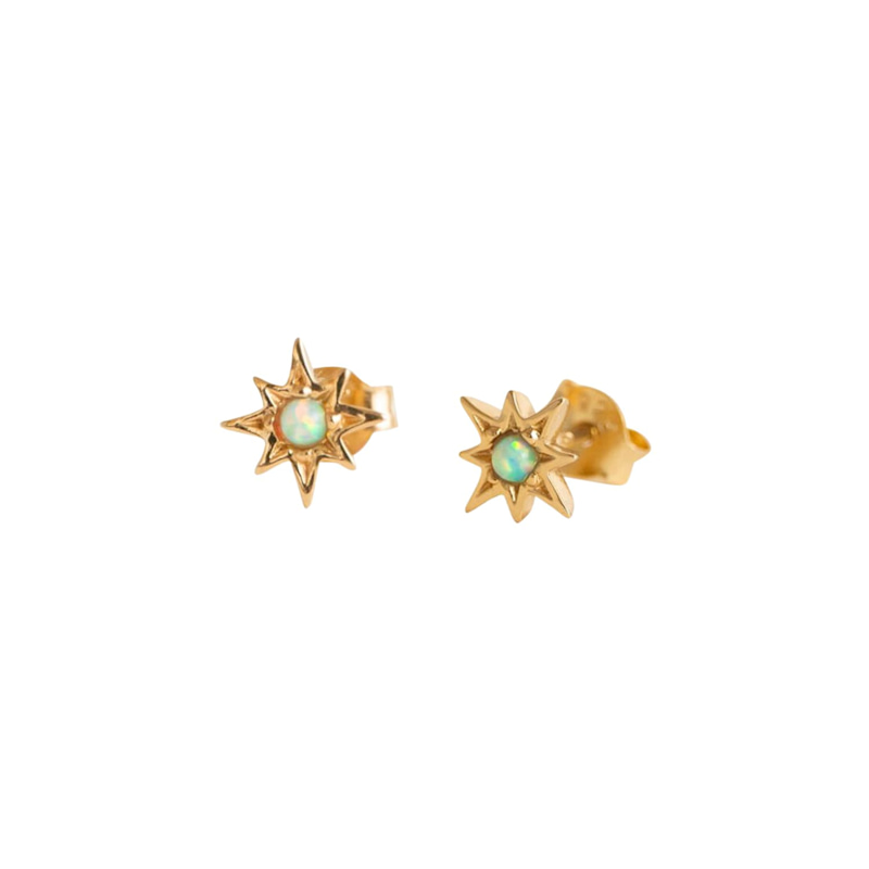 Thumbnail of Opal Gold Star Mini Stud Earrings image
