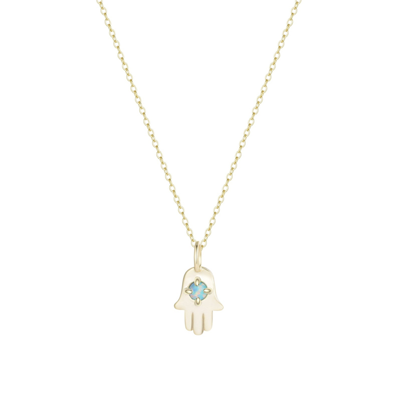 Thumbnail of Opal Hamsa Charm Necklace image