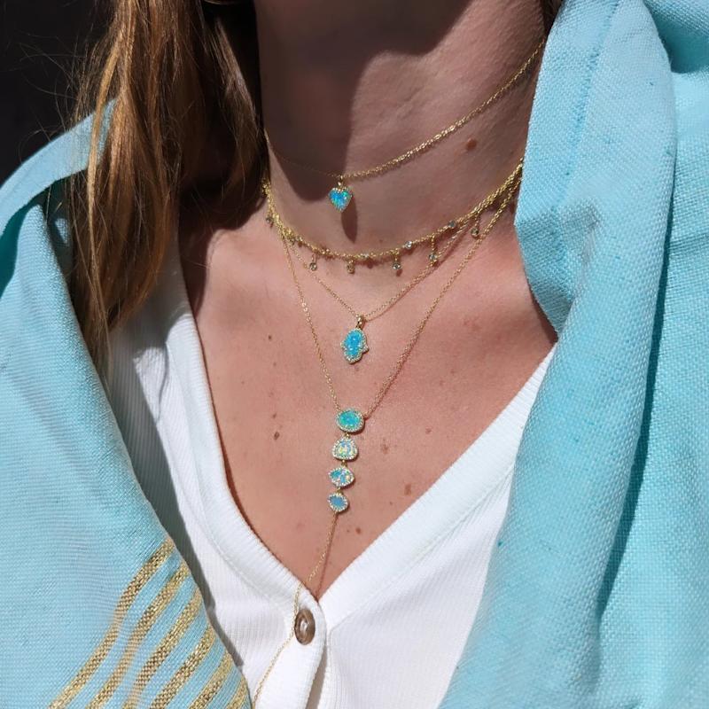 Thumbnail of Rain Drop Choker Necklace With Crystals - Rose Gold image