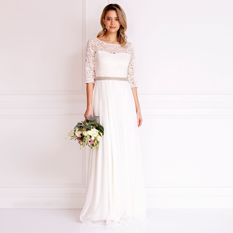 Thumbnail of Opal Silk And Lace Wedding Gown In Ivory image