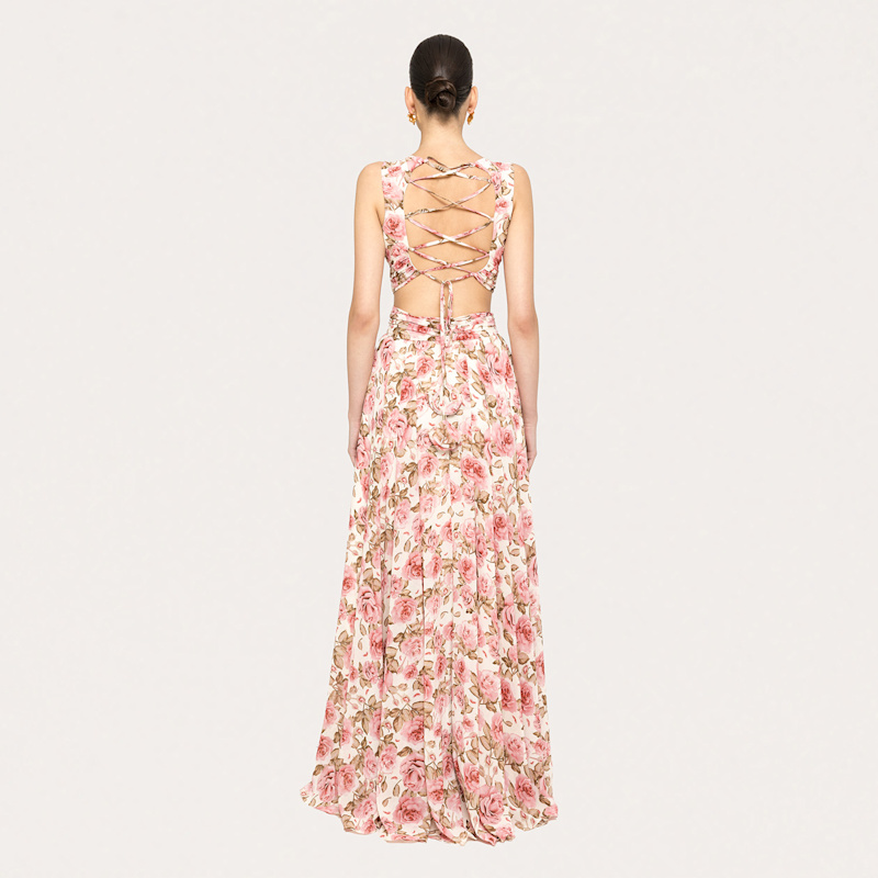 Open-Back Chiffon Maxi Dress | Nissa | Wolf & Badger