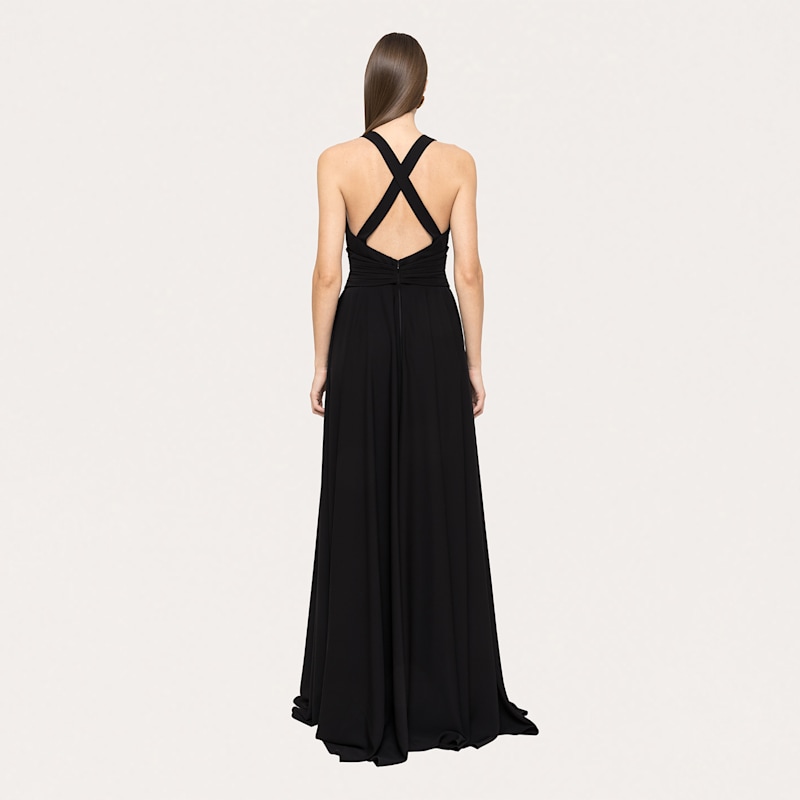 mini short black dress Jadie Open Back Maxi Dress in Black