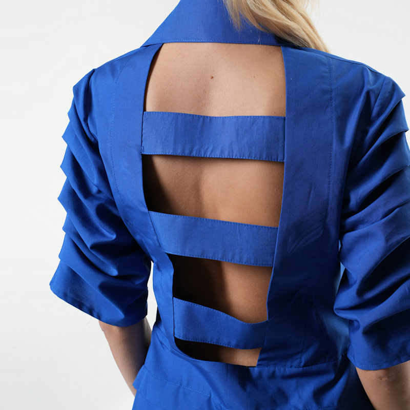 Thumbnail of Open Back Cotton Shirt In Cobalt Blue image