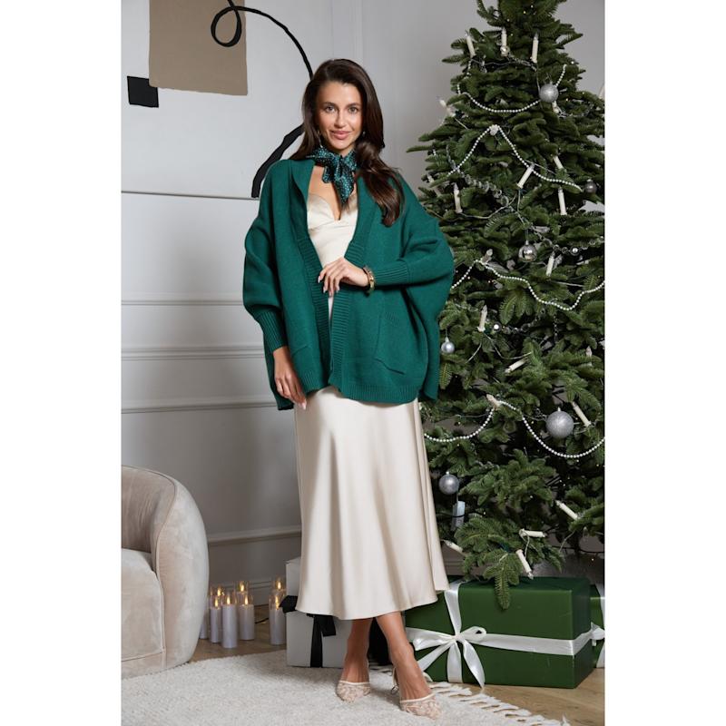 Thumbnail of Open Front Oversized Green Cardigan Sweater image