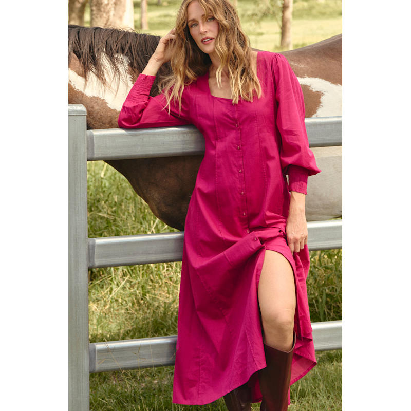 Thumbnail of Ophelia Button Through Dress In Magenta image